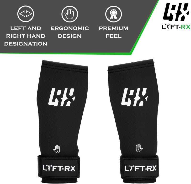 LYFT-RX Valiant Grips, Rubber Coated, No-Hole Fingerless Hand/Palm Grips w/Heavy-Duty Wrist Strap, Non-Slip, No Chalk Needed, for Weightlifting, Gym, Cross Fitness, Pull-Ups, Gymnastics - Image 4